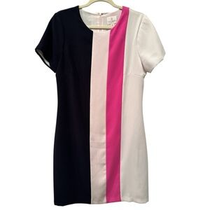 JB Julie Brown Navy Pink White Mini Dress Lined Career Office Professional Sz 8